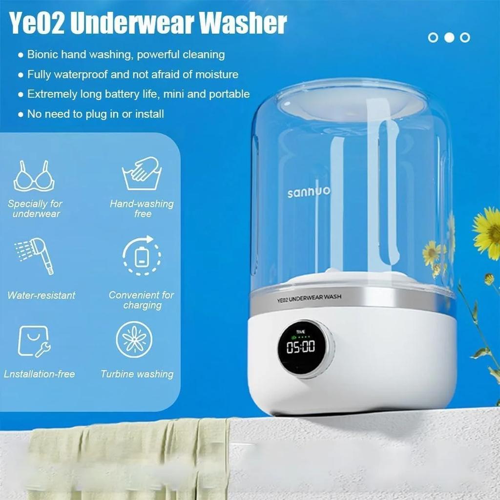 Wireless Washing Machine Portable Underwear Cleaner 1L Mini Socks Washing Machine Hydratable Laundry Bucket