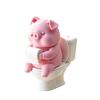 Shelf Pig Toilet Figurine Figure, Funny Pink Bathroom Statue for Desk, Counter, Office Display, Home Gift Use, and Bathroom Shelf Use