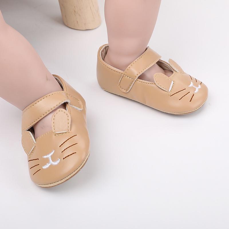 Babyschuhe Mädchen Cartoon Kätzchen Schuhe Leder Gummisohle Rutschfest Kleinkind Lauflernschuhe Säugling Krippenschuhe