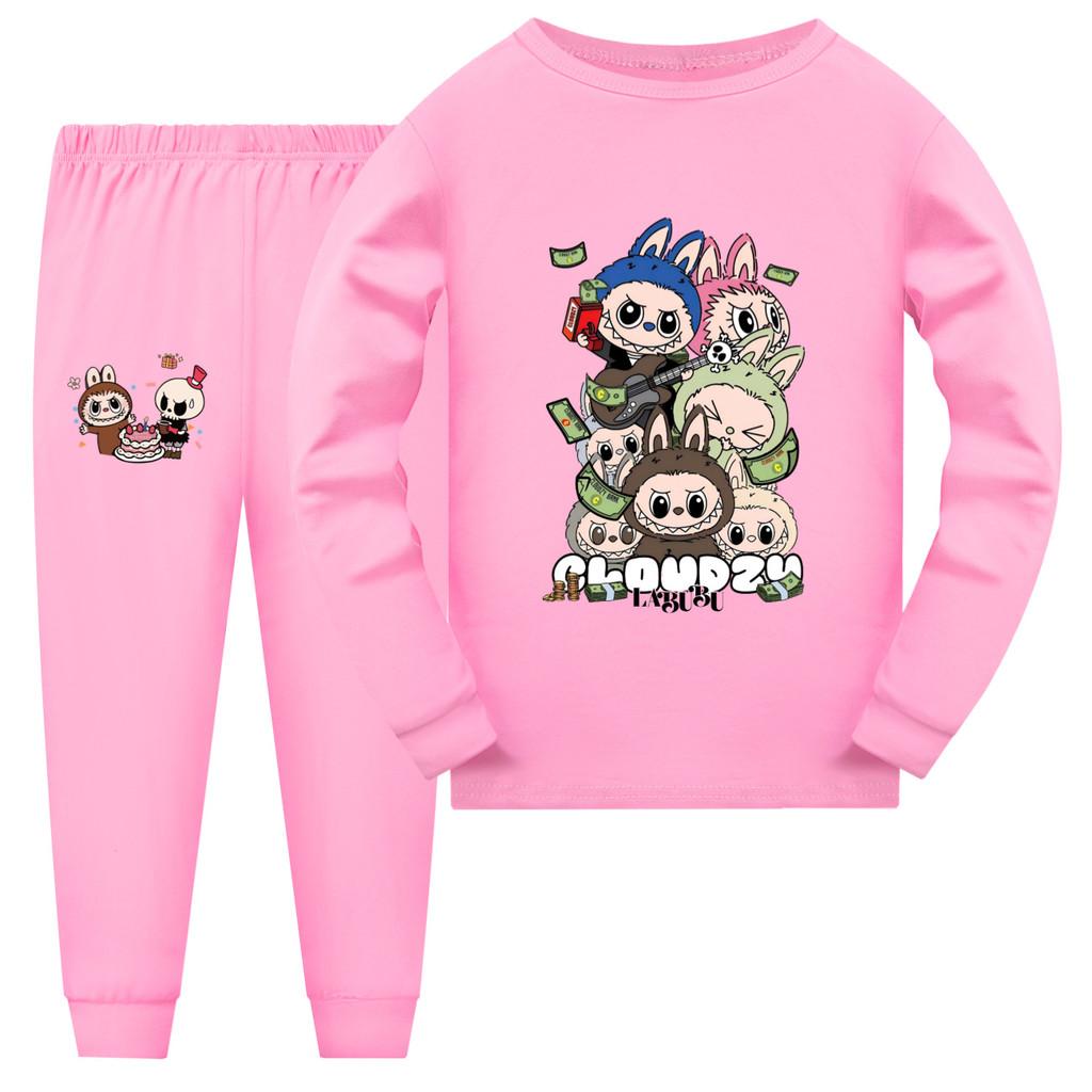 Labubu Kids Short Sleeve Short Pants Pajama Set With Cotton Fabric For Children