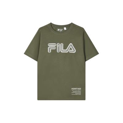 T-shirt décontracté à manches courtes et col rond avec logo imprimé pour homme Tops Banana-Coffee F11M418103F-DG