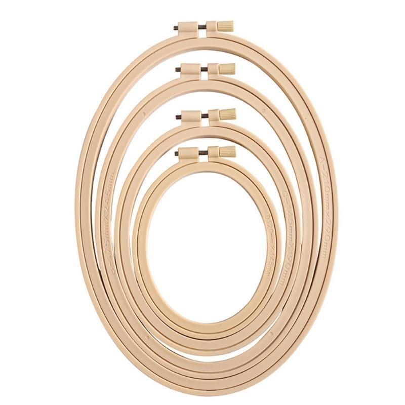 Set Of 4 Embroidery Hoop with Spring Clip Embroidery Display Frame Oval Stitching Hoop Embroidery Display Frame