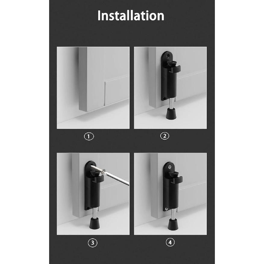 Kickdown Door Stop 2-Pack Easy Step Door Stopper Spring Loaded Telescopic Step On/Off Door Stopper Rubber Adjustable Heavy Duty Door Locks Holder