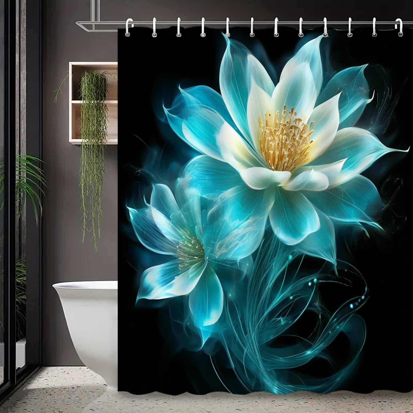 

1 шт. современная роскошь для шторки для душа с цветком лотоса, высококлассная элегантная шторка для ванной комнаты, узор для декора ванной комнаты W90xH180cm