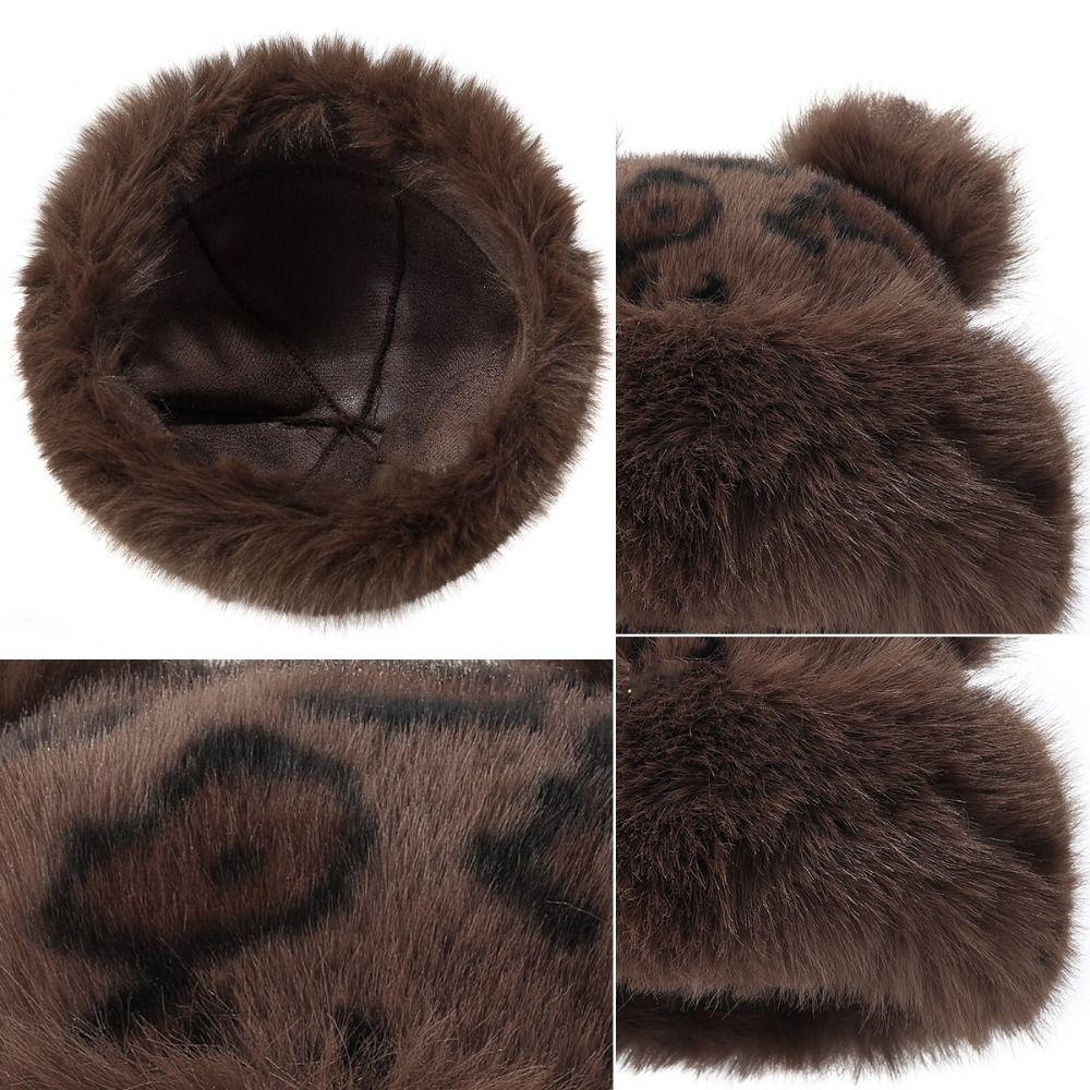 Korean Style Bear Ears Plush Hat Warm Cap Mink Fur Fisherman Hat Fluffy Warm Hat Autumn and Winter