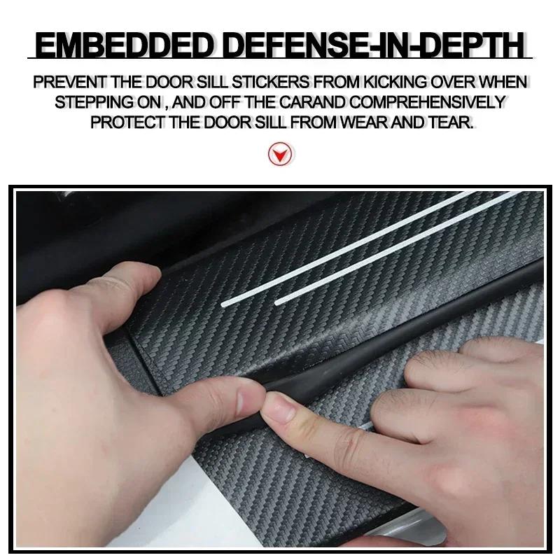 4 Peças Protetor de Soleira da Porta do Carro Adesivo Protetor de Soleira de Fibra de Carbono Para Toyota Yaris Corolla Avensis Aygo Vitz Vios Yaris Mark-X Mirai