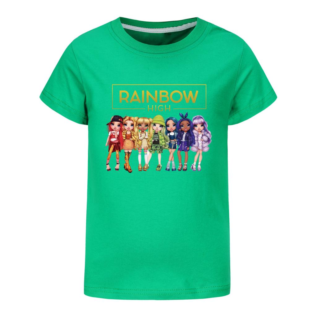 Fantasy Friends Rainbow High T-Shirt Kinder Sommerkleidung Mädchen Kurzarm Oberteile Kleinkind Junge Mode Streetwear Kinderkleidung