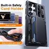 RFID Blocking Wallet Phone Case Slide Camera Cover Military Shockproof PC TPU Protective Cover for Samsung Galaxy S25 Ultra-Black