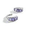 925 sterling silver women's clasp earrings natural octagonal iolite real gemstones Classic design fine jewelry for birthday wear