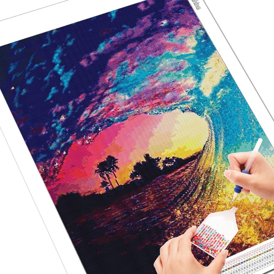 

Алмазная картина 5D живописная полная дрель квадратная алмазная вышивка морские стразы закат мозаика картина Настенный декор Full Square 20X30CM