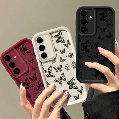 Ins Retro Schmetterling Silikonhülle für Samsung Galaxy S25 S24 S22 Ultra Plus S23 S21 S20 Fe A55 A54 A53 A52 A35 A34 A15 5g Weiche Linsenschutzhülle