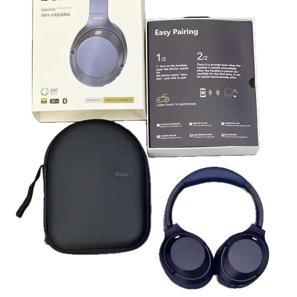 Active Noise Cancelling XM4ANC Wireless Over-Ear Headphones with Leather Case & Logo