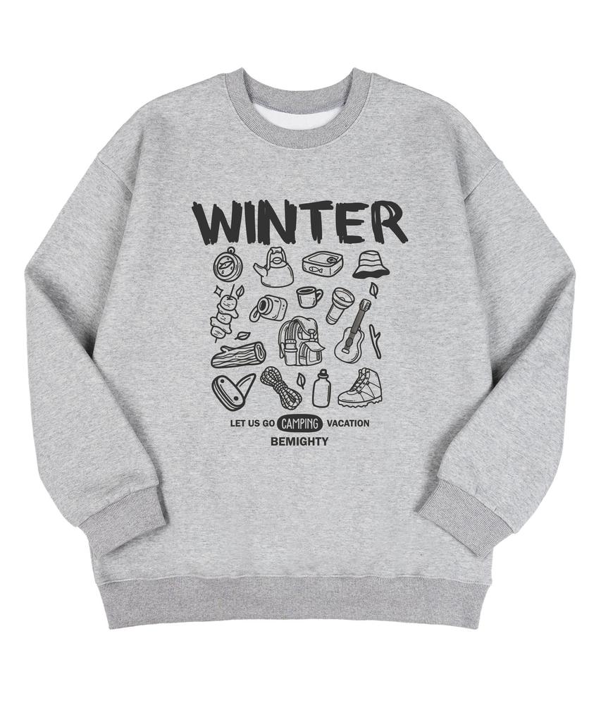 BEMIGHTY Winter Camping Fleece-Lined Oversized Sweatshirt [Black]