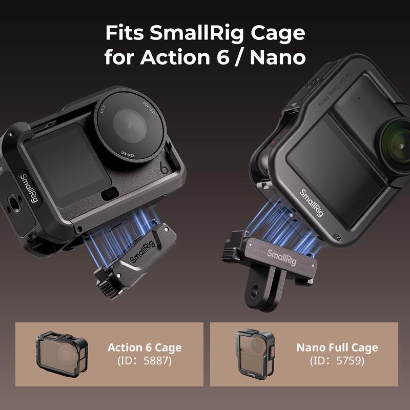 SmallRig Quick Release Adapter Support Kit with 1/4"-20 Threaded Hole and 2-Prong Mount, for DJI Osmo Nano for DJI Osmo Action 6