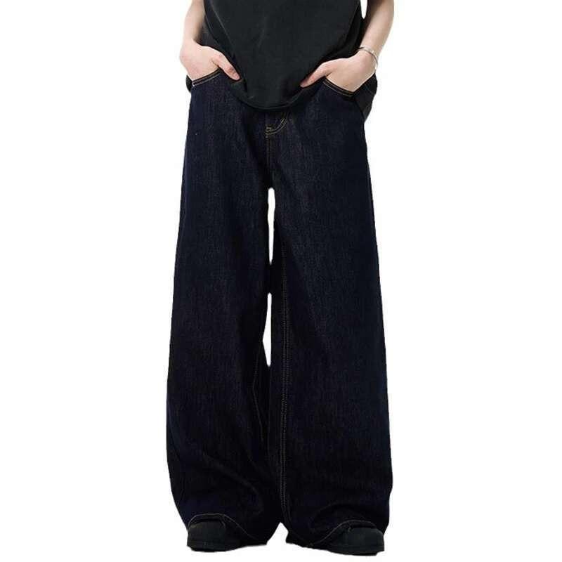 STREETRICH Simple Men's Denim Pants Vintage Washing Wide Leg Loose Jeans Casual Straight American Style Male Trousers New