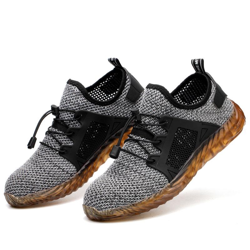 Summer Mesh Construction Shoes Work Boots Lightweight Work Sneakers Steel Toe Men Women Work Safety Shoes Breathable Footwear