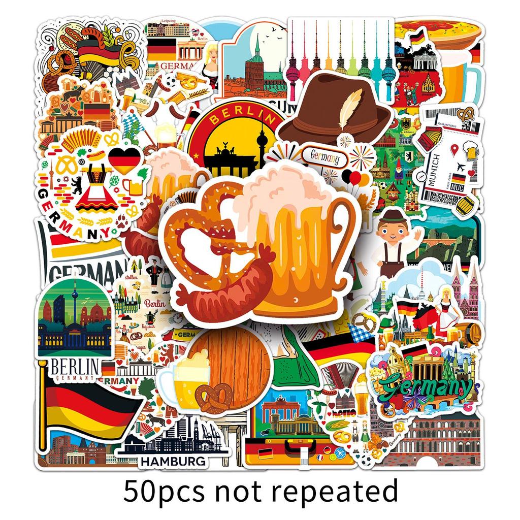50 German Germany Outdoor Scenery Travel Decoration Water Cup Mobile Phone Case Suitcase Stickers