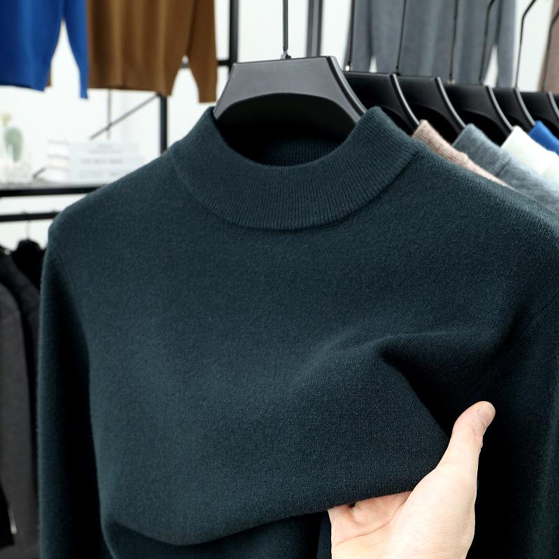 Herren Pullover aus einfarbiger Wolle - Herbst/Winter Halber Rollkragen Lässiger Baselayer