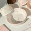 Affascinante Set di Ciotola e Piatto in Ceramica con Fiocco - Stoviglie Carine per Yogurt e Noodles Istantanei