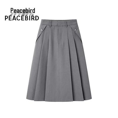 PEACEBIRD Eleganter Midi-Rock mit hoher Taille und Falten