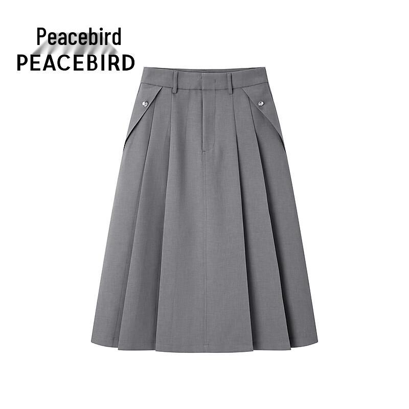 PEACEBIRD Elegant High-Waist Pleated Midi Skirt S