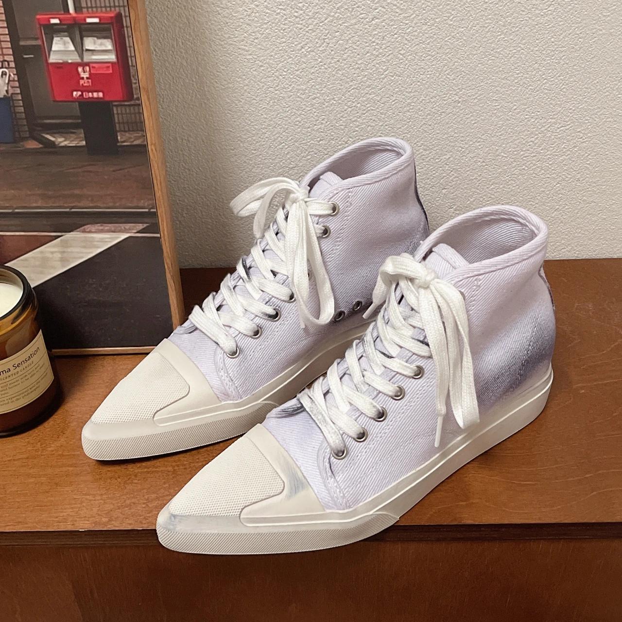 

2024 Повседневная обувь для увеличения высоты салона универсальные парусиновые туфли для женщин летние кроссовки с острым носком на шнуровке высокие состаренные кроссовки 40