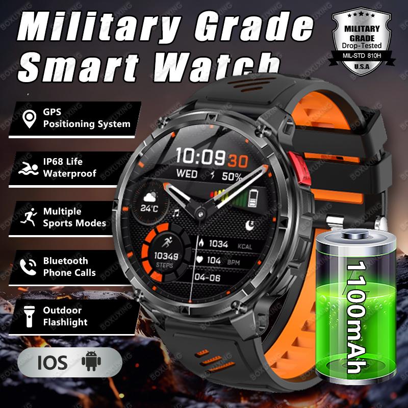New T-Rex3 Ultra Men SmartWatch 1100mAh Battery Compass LED Flashlight Heart Rate Sports Track IP68 Waterproof Smartwatches