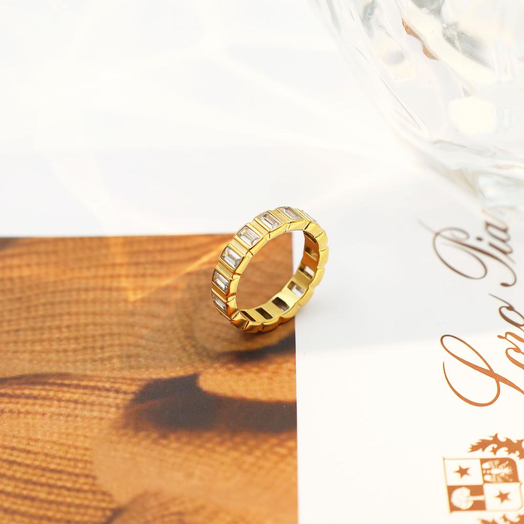 New 18K Gold Inlaid With Zircon Ring Wind Personalized Ring Jewelry Women'S Niche High-End Does Not Fade
