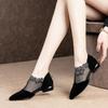 Single shoes women's flat bottom hollow flat heel sandals women's summer new baotou rhinestone matte large size women's shoes tide