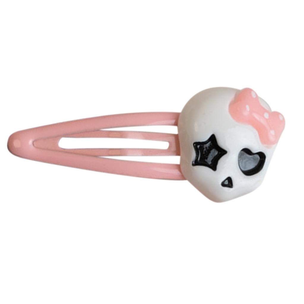 Sweet Hair Clip Lovely Cartoon Skull Shape Snap Hairpin Pink Color Hair Clip for Spring Summer Hairpins for Teenagers