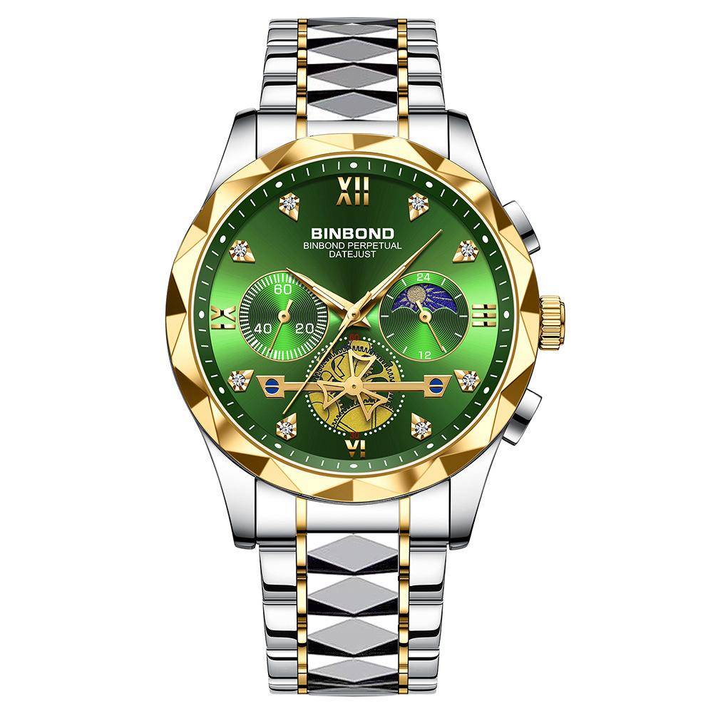 BINBOND Top Business Men's Watches Classic Diamond Scale Dial Luxury Quartz Wrist Watch 30M Waterproof Luminous Men Watch