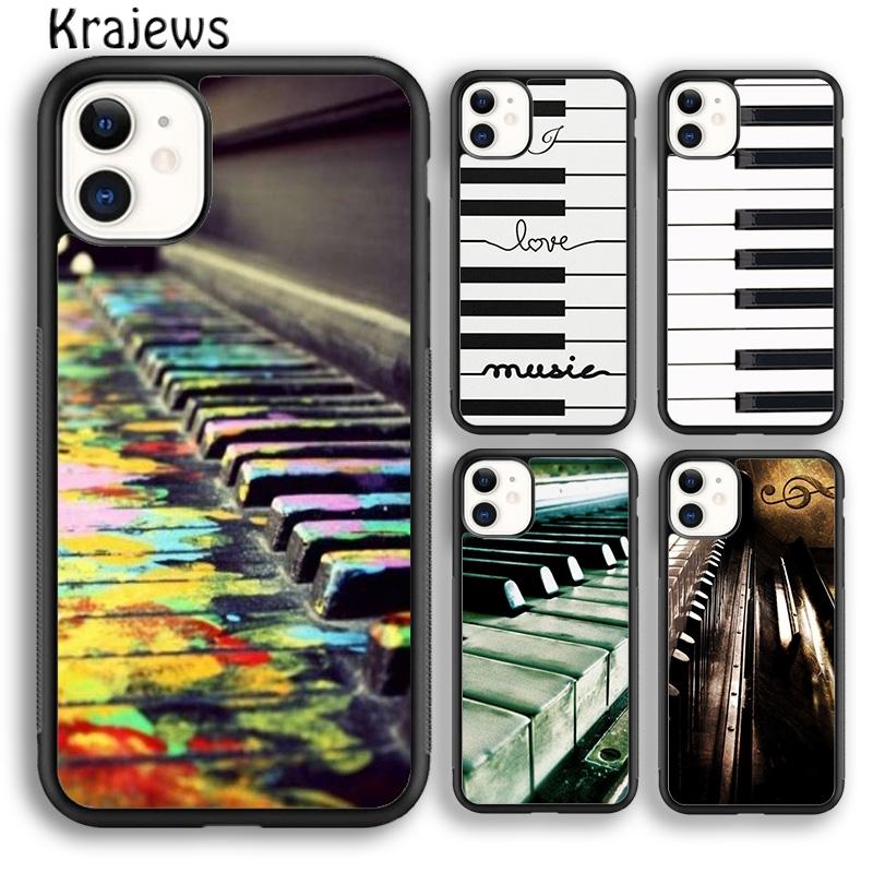 Krajews Piano Keyboard Keys Soft Phone Case Cover For iPhone 17 Air 16 15 14 Plus 11 12 13 Pro Max Plus Coque Fundas