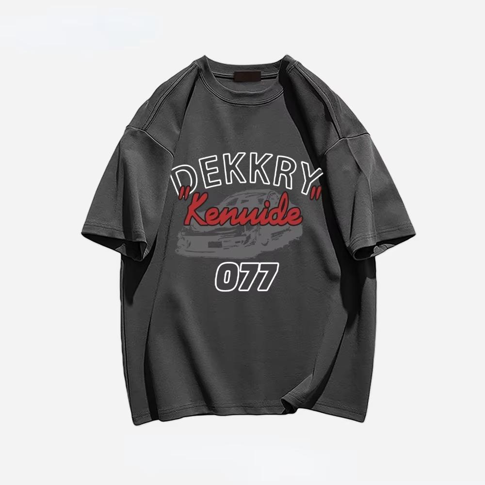Summer Fashion Heavyweight Retro Men's English Letters 100% Cotton Printed Round Neck High-quality Casual Fitness Street T-shirt