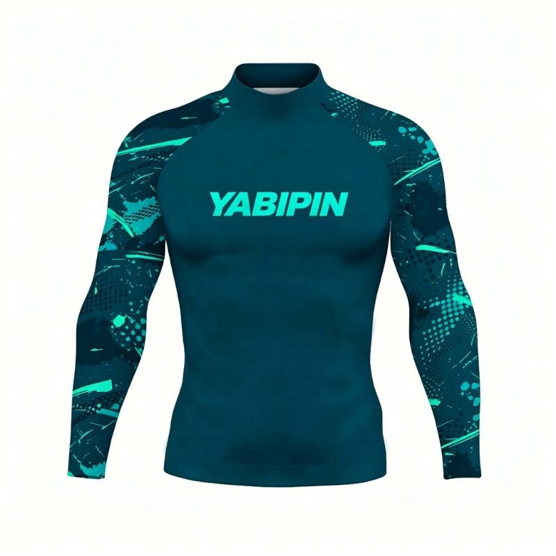 Αντηλιακό Μακρυμάνικο Rash Guard για Άνδρες με Ψηλό Λαιμό – Αντηλιακό Παραλίας Μαγιό