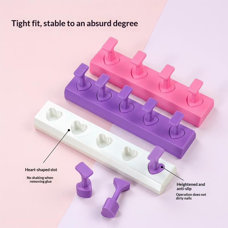1 Set Non-Magnetic Fake Nail Holder Gel Polish Practice Display Stand Plastic Showing Shelf Nail Art Photography Tool