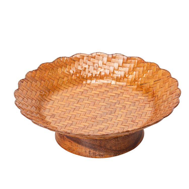 Song Style Bamboo Woven Small Snack Tray: Chinese Tea, Fruit Plate, Wedding Ornament