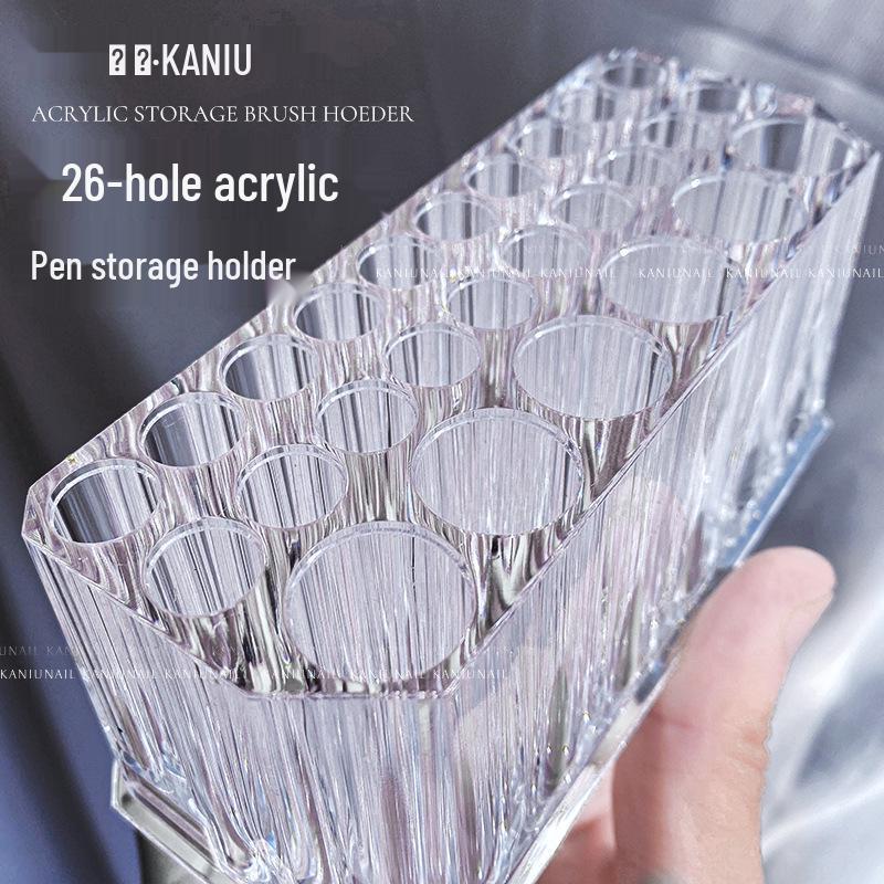 Nail Art Brush Holder with 26 Slots - Transparent Acrylic Storage Organizer