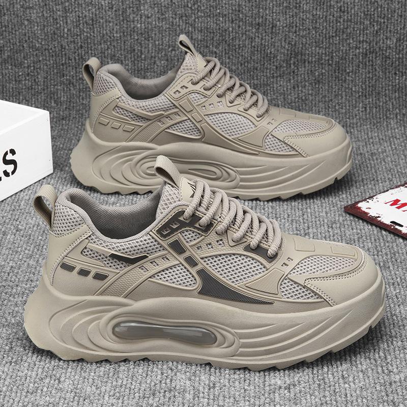 

Chunky Sneakers Men Designer Air Cushion White Shoes Fashion Casual Leather Mesh Breathable Height Increased Flat Platform Shoes 39