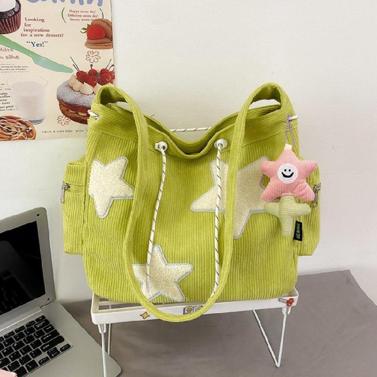Convenient Corduroy Star Crossbody Bag with Pendant Perfect for Daily Outings
