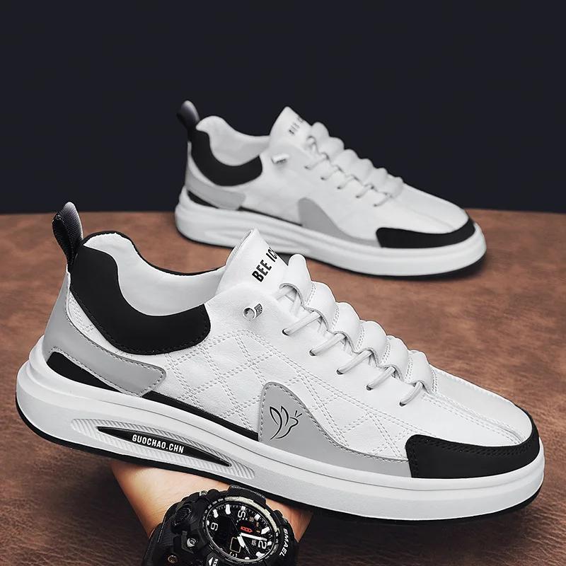 

Европейская Новая Обувь для Мужчин Кожаная Повседневная Обувь Модная Клетчатая Плоская Обувь для Скейтборда Уличные Крутые Слипоны 44 белый