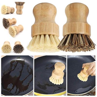  Dish Brush,   Scrub Brush Natural Sisal And  Bristles Dish For Cleaning Dishes,  Iron Pots, Pans, Vegetables And Sink