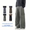 Men's  Autumn Winter New Cargo Pants Relaxed Straight Multi Pocket Washed Casual American Style Trousers