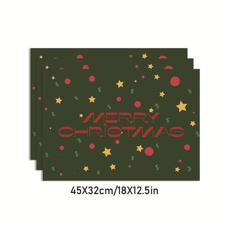 Festive Linen-Style Heat-Resistant Christmas Table Mat for Restaurants 30x45cm