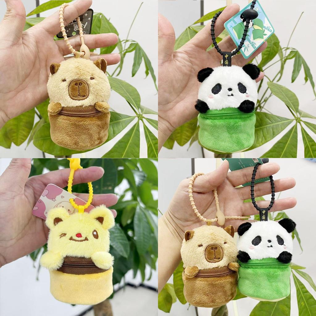 Charming Capybara Plush Keychain Coin Purse For Students Perfect Miniature Gift