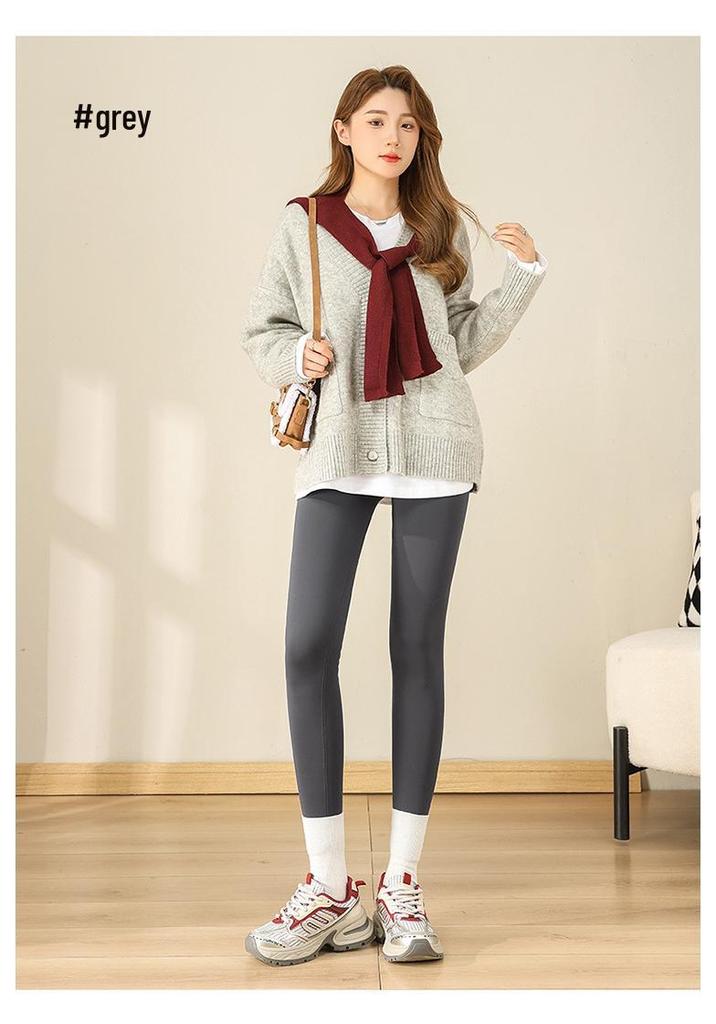 Women's High-Waist Shark Fleece Pants - 2025 Autumn/Winter Style, Tummy Control, Hip Lift, Elastic Yoga Base Layer