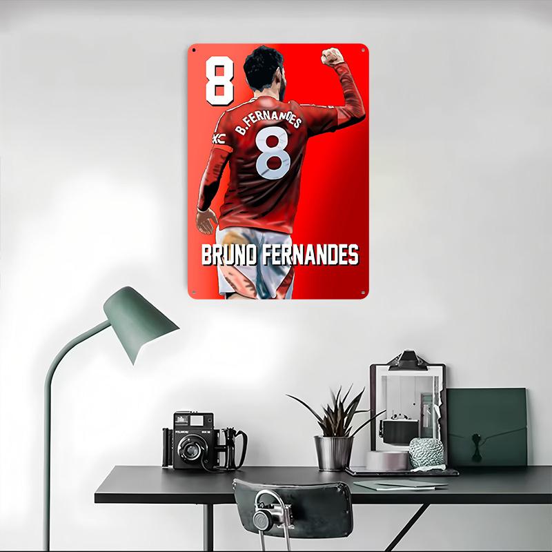 Bruno Fernandes Football Art Metal Poster Customized Wall Art Retro Vintage Tinplate Signs for Man Cave Bedroom Decorations Home
