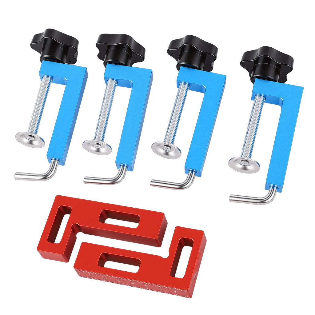 Corner Clamp Set 2 Positioning Squares 4 Clamps Aluminum Alloy 90 Degree Right Angle Clamp for Woodworking Furniture