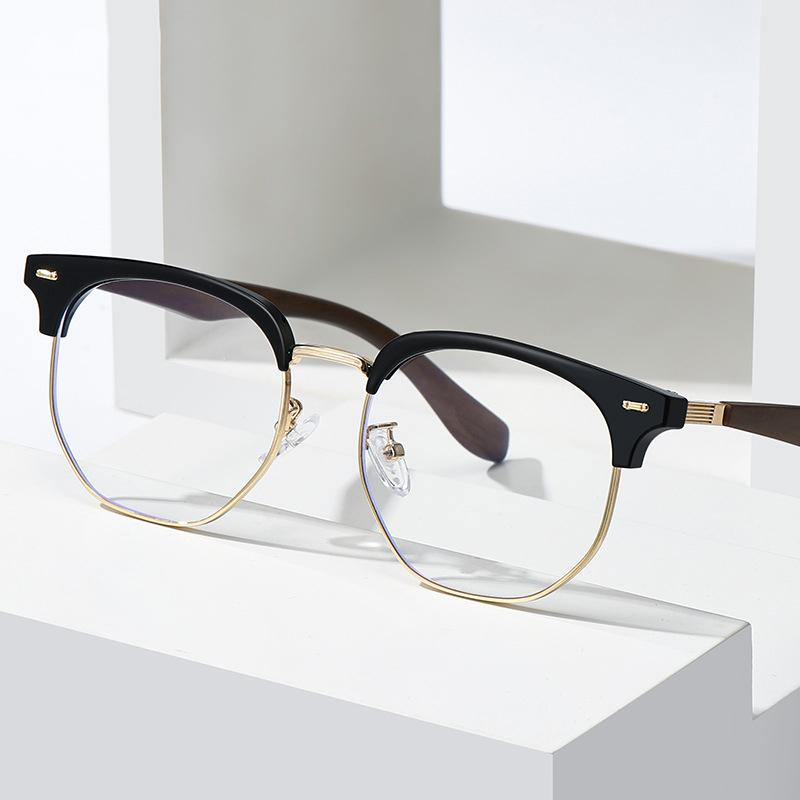 New Blue Light Blocking Glasses Men Women Wood Grain Temples Retro Eyewear Optical Spectacle Eyeglass