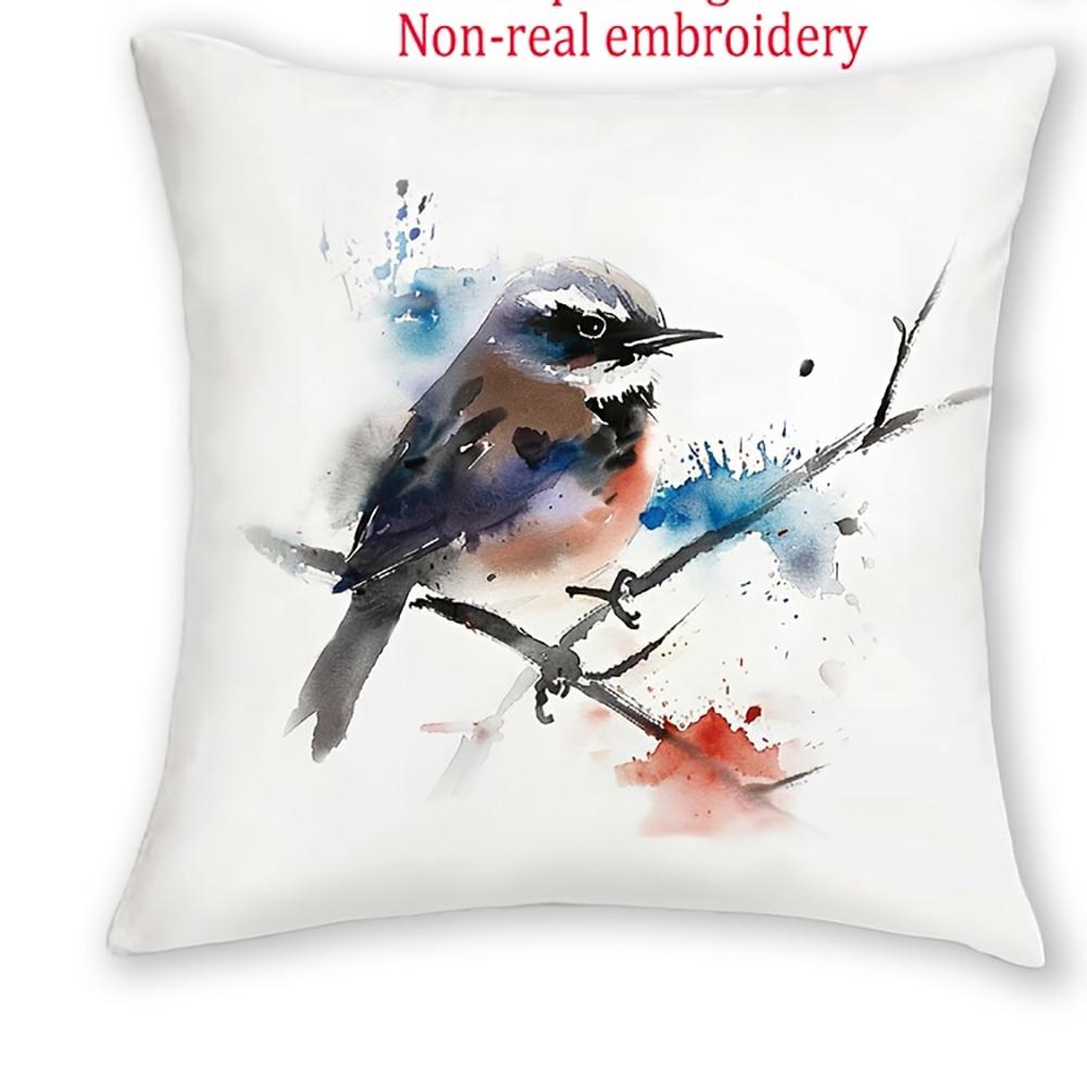 1/4pcs Bird-Patterned 2d Flat Printed Pillowcases Sofa Cushion Cover Home Bedroom Room Decoration