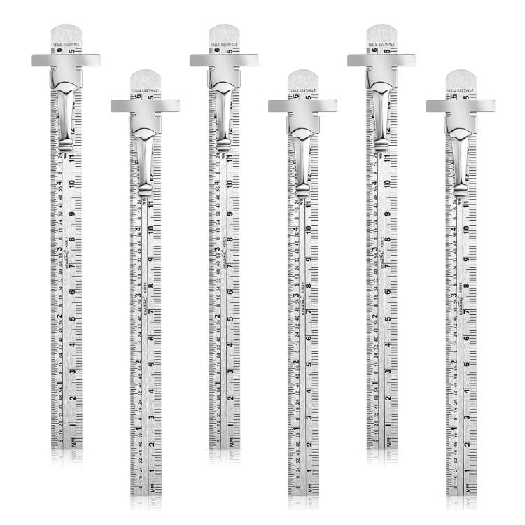 

6pcs Pocket Ruler Metric Scale Ruler Stainless Steel 6Inch Machinist Ruler with Detachable Clip Pocket Ruler 1